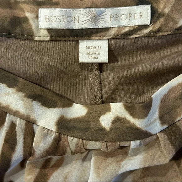 Boston Proper Animal Print Maxi Skirt Size 6 Flowy Breezy Tiered Boho Casual - Picture 6 of 10